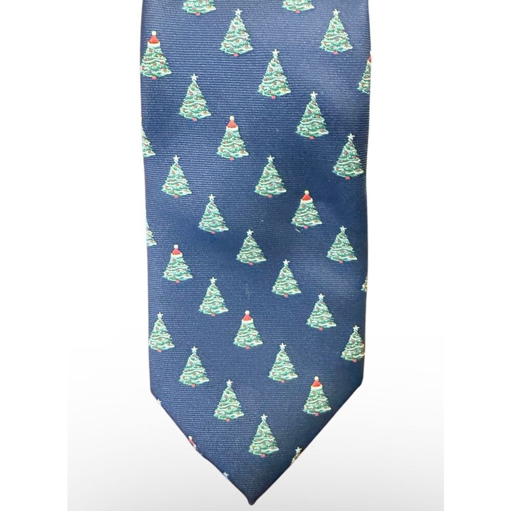 Knotty & Nice Holiday Tie Christmas Tree All-Over Pattern Navy & Green Party